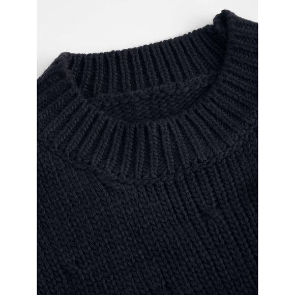 Cider Women's Blue Pom Poms Chunky Knit Long Sleeve Pullover Sweater Top Size M - Picture 9 of 9